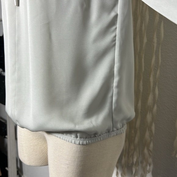 Diane Von Furstenberg Mikino Mint Colored Pleated Neckline Long Sleeve Blouse 2 - Picture 5 of 12